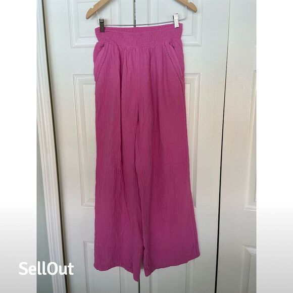 Aerie Women's Pink Wide-Leg Pull-On Pants Size S Petites - Picture 3 of 4